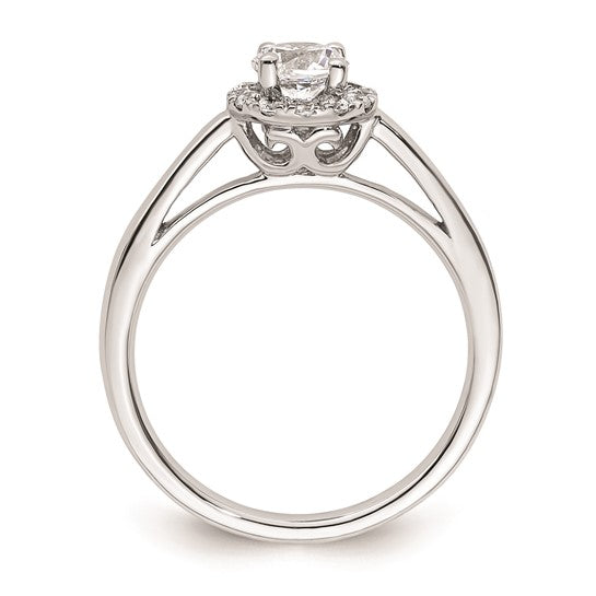 14k White Gold Halo (Holds 1/2 carat (5.1mm) Round Center) 1/5 carat Diamond Semi-mount Engagement Ring