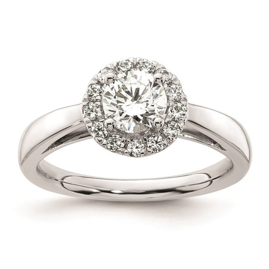 14k White Gold Halo (Holds 3/4 carat (5.8mm) Round Center) 1/4 carat Diamond Semi-mount Engagement Ring