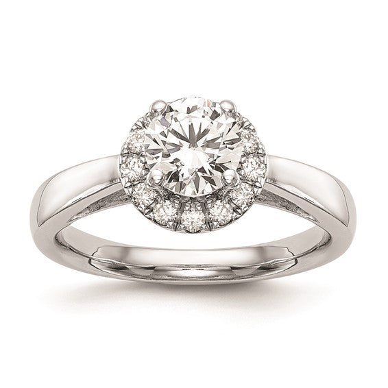 14k White Gold Halo (Holds 1 carat (6.5mm) Round Center) 1/3 carat Diamond Semi-mount Engagement Ring