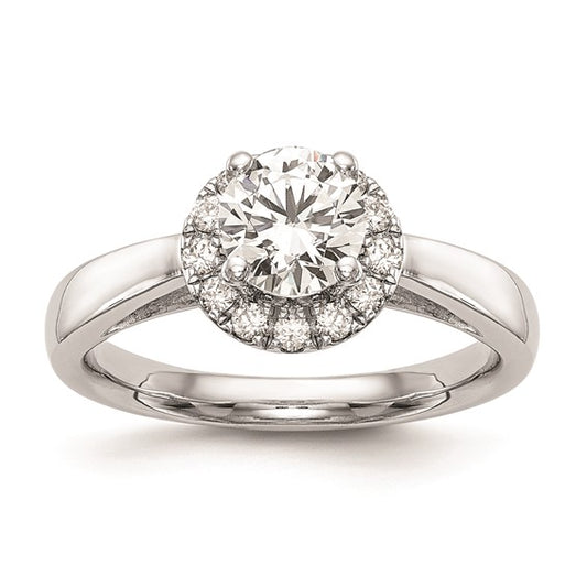 14k White Gold Halo (Holds 1 carat (6.5mm) Round Center) 1/3 carat Diamond Semi-mount Engagement Ring