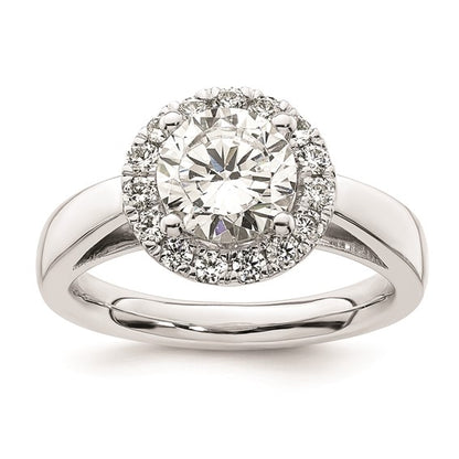 14k White Gold Halo (Holds 1.5 carat (7.5mm) Round Center) 3/8 carat Diamond Semi-mount Engagement Ring