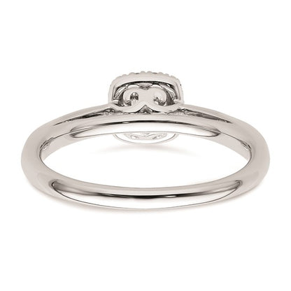 14k White Gold Halo (Holds 1/5 carat (3.8mm) Round Center) 1/8 carat Diamond Semi-mount Engagement Ring