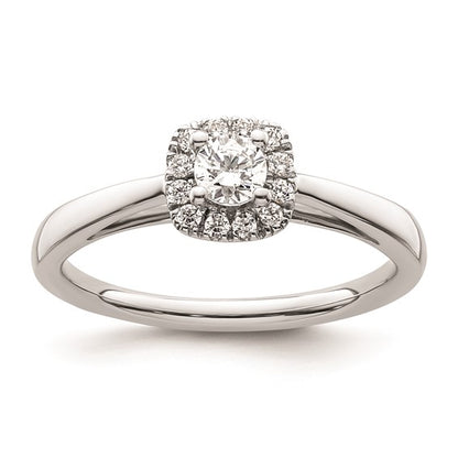 14k White Gold Halo (Holds 1/5 carat (3.8mm) Round Center) 1/8 carat Diamond Semi-mount Engagement Ring