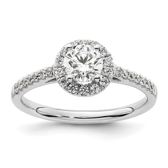 14kw Round Halo Engagement Lab Grown Diamond SI1/SI2, G H I, Complete Ring