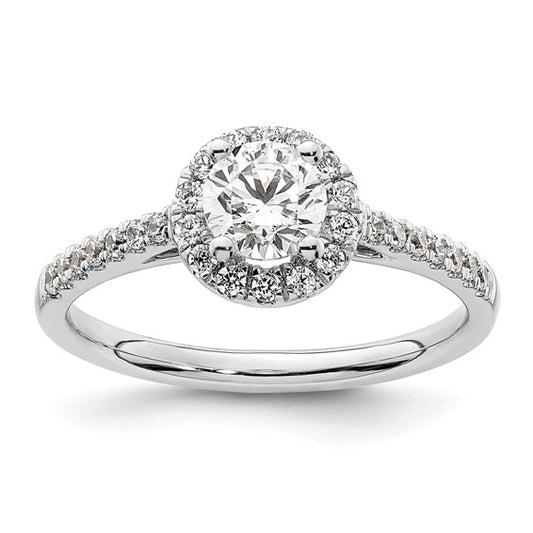 14kw Round Halo Engagement Lab Grown Diamond SI1/SI2, G H I, Complete Ring