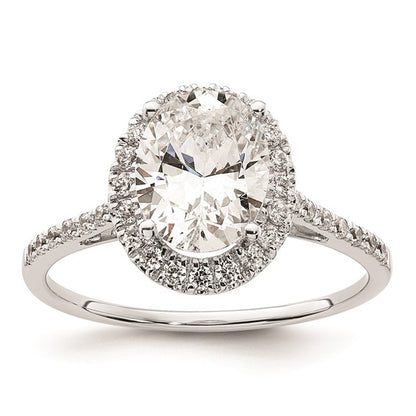 14k White Gold Halo (Holds 2.5 carat (9x7mm) Oval Center) 1/3 carat Diamond Semi-mount Engagement Ring