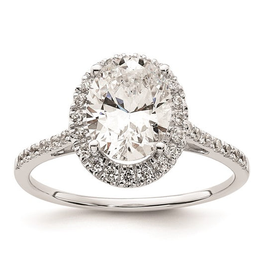 14k White Gold Halo (Holds 2.5 carat (9x7mm) Oval Center) 1/3 carat Diamond Semi-mount Engagement Ring