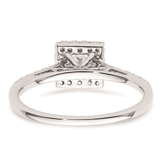 14k White Gold Halo (Holds 1/2 carat (4.5mm) Princess Center) 1/3 carat Diamond Semi-mount Engagement Ring