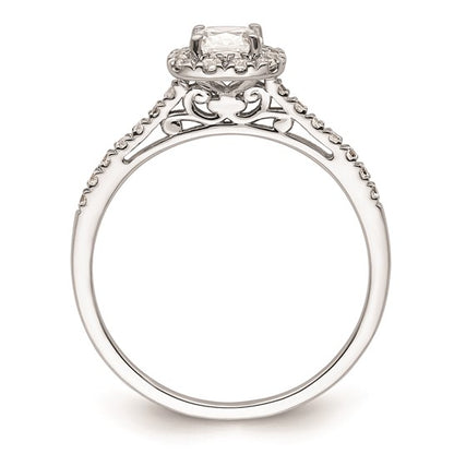 14k White Gold Halo (Holds 1/2 carat (4.5mm) Cushion Center) 1/4 carat Diamond Semi-mount Engagement Ring