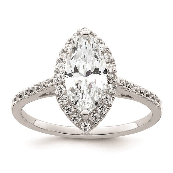 14k White Gold Halo (Holds 1.25 carat (11x5.5mm) Marquise Center) 1/3 carat Diamond Semi-mount Engagement Ring