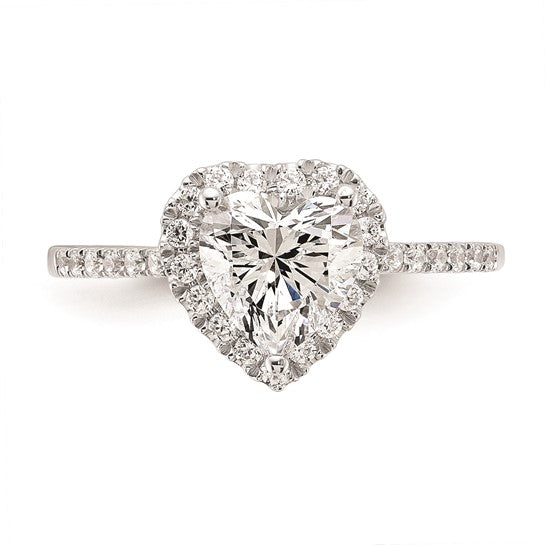 14k White Gold Halo (Holds 1 carat (6.5mm) Heart Center) 1/3 carat Diamond Semi-mount Engagement Ring