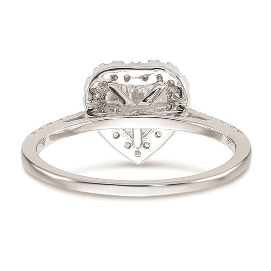 14k White Gold Halo (Holds 1 carat (6.5mm) Heart Center) 1/3 carat Diamond Semi-mount Engagement Ring