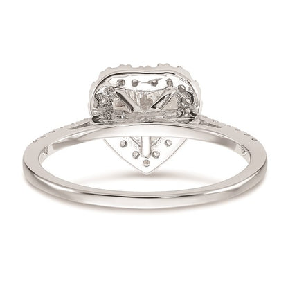 14k White Gold Halo (Holds 1 carat (6.5mm) Heart Center) 1/3 carat Diamond Semi-mount Engagement Ring