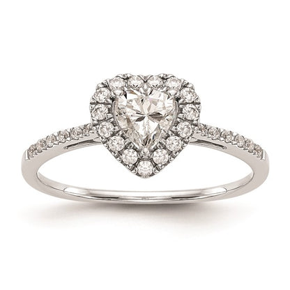 14k White Gold Halo (Holds 1 carat (6.5mm) Heart Center) 1/3 carat Diamond Semi-mount Engagement Ring