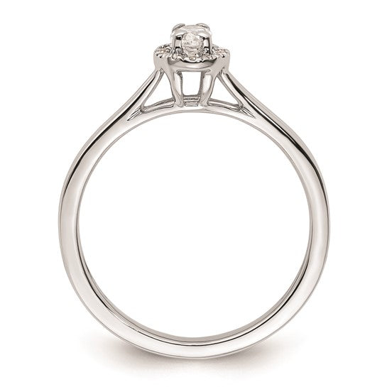 14k White Gold Halo (Holds 1/4 carat (5x3mm) Oval Center) 1/20 carat Diamond Semi-mount Split Shank Engagement Ring