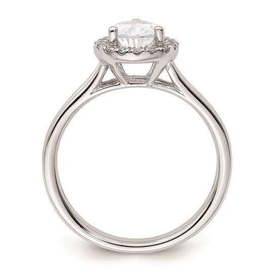 14k White Gold Halo (Holds 1.25 carat (9.1x6mm) Pear Center) 1/5 carat Diamond Semi-mount Split Shank Engagement Ring