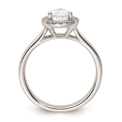 14k White Gold Halo (Holds 1.25 carat (9.1x6mm) Pear Center) 1/5 carat Diamond Semi-mount Split Shank Engagement Ring