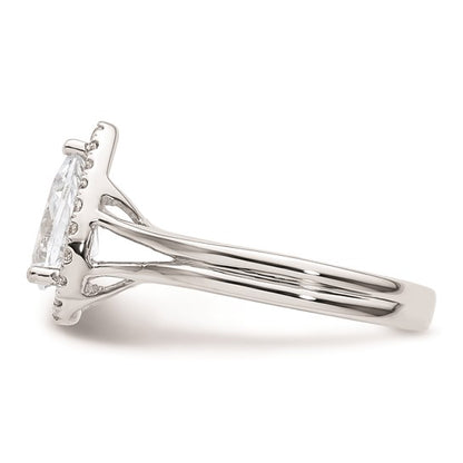 14k White Gold Halo (Holds 1.25 carat (9.1x6mm) Pear Center) 1/5 carat Diamond Semi-mount Split Shank Engagement Ring