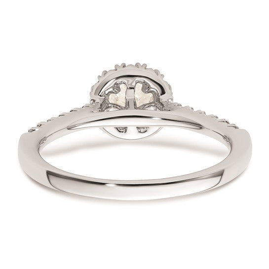 14K White Gold Halo Plus (Holds 1 carat (6.5mm) Round Center) 1/2 carat Diamond Semi-mount Engagement Ring