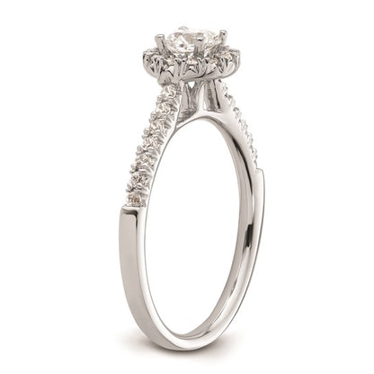 14K White Gold Halo Plus (Holds 1 carat (6.5mm) Round Center) 1/2 carat Diamond Semi-mount Engagement Ring