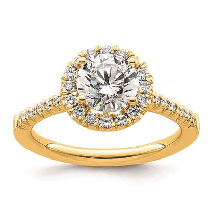 14k Round Halo Diamond Semi-mount Engagement Ring
