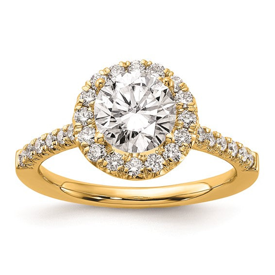 14k Round Halo Diamond Semi-mount Engagement Ring