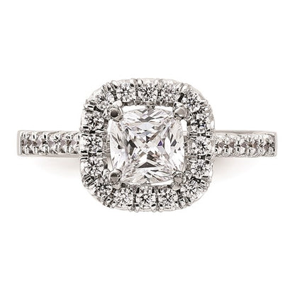 14k White Gold Halo (Holds 1/3 carat (4.1mm) Cushion Center) 1/4 carat Diamond Semi-mount Engagement Ring