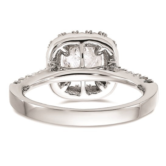 14k White Gold Halo (Holds 1/3 carat (4.1mm) Cushion Center) 1/4 carat Diamond Semi-mount Engagement Ring