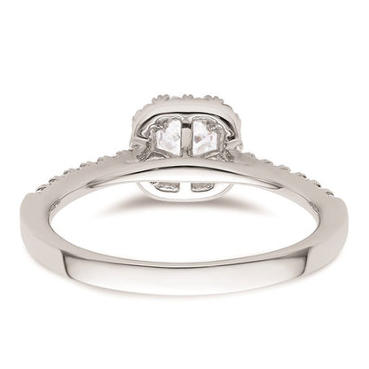 14k White Gold Halo (Holds 1/3 carat (4mm) Asscher-cut Center) 1/4 carat Diamond Semi-mount Engagement Ring