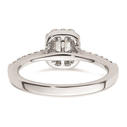 14k White Gold Halo (Holds 1/3 carat (4.8x3.45mm) Emerald-cut Center) 1/4 carat Diamond Semi-mount Engagement Ring