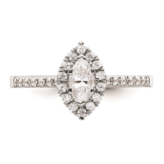 14k White Gold Halo (Holds 1/3 carat (7.1x3.7mm) Marquise Center) 1/4 carat Diamond Semi-mount Engagement Ring