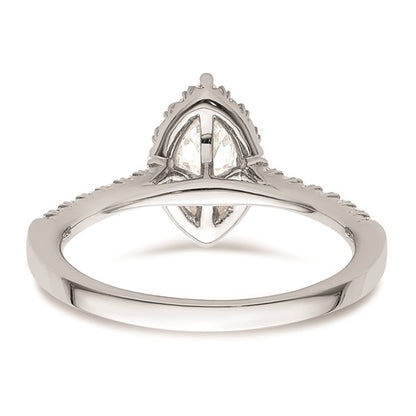 14k White Gold Halo (Holds 1/3 carat (7.1x3.7mm) Marquise Center) 1/4 carat Diamond Semi-mount Engagement Ring