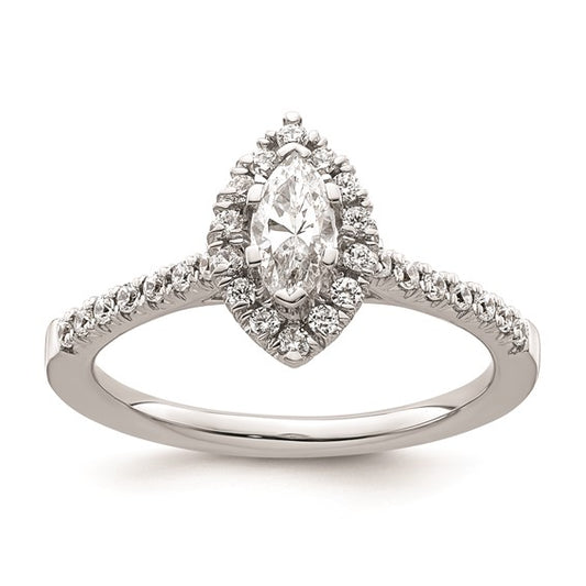 14k White Gold Halo (Holds 1/3 carat (7.1x3.7mm) Marquise Center) 1/4 carat Diamond Semi-mount Engagement Ring