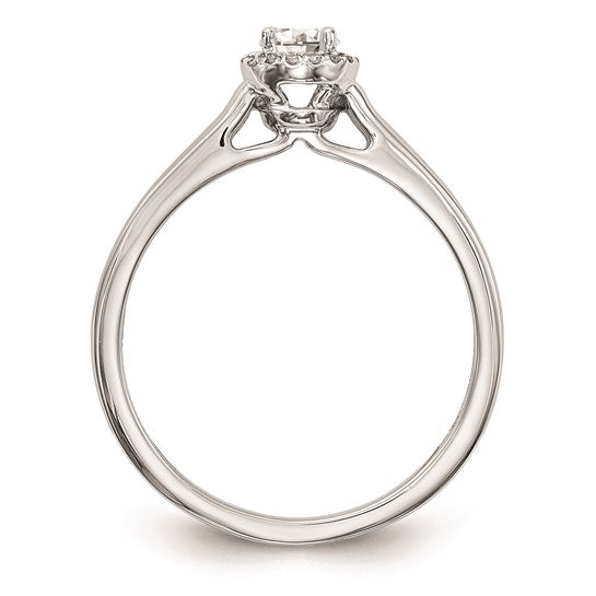 14K White Gold Halo (Holds 1/5 carat (3.5mm) Round Center) 1/20 carat Diamond Semi-Mount Engagement Ring