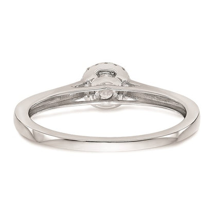 14K White Gold Halo (Holds 1/5 carat (3.5mm) Round Center) 1/20 carat Diamond Semi-Mount Engagement Ring