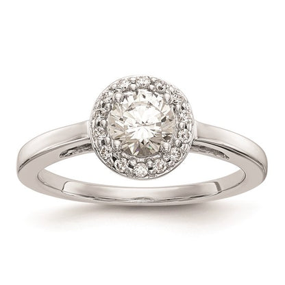 14K White Gold Halo (Holds 1/2 carat (5.2mm) Round Center) 1/8 carat Diamond Semi-Mount Engagement Ring