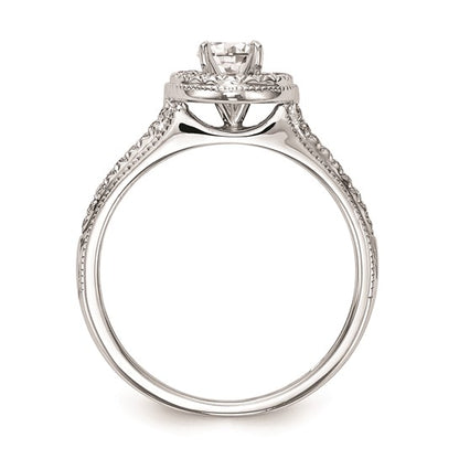 14K White Gold Halo (Holds 1/4 carat (4.00mm) Round Center) 1/10 carat Diamond Semi-Mount Engagement Ring