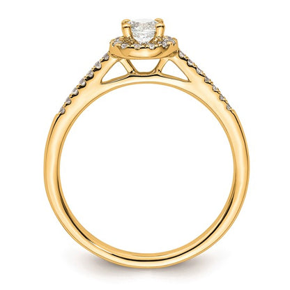 14K Yellow Gold Round Diamond Semi-Mount Halo Engagement Ring