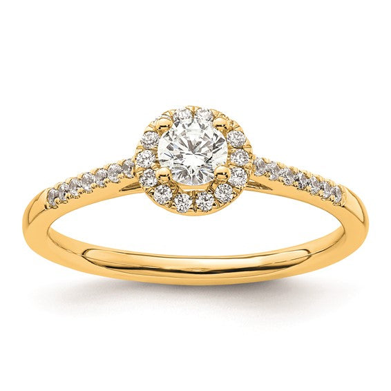 14K Yellow Gold Round Diamond Semi-Mount Halo Engagement Ring