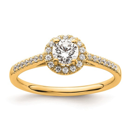 14K Round Diamond Semi-Mount Halo Engagement Ring