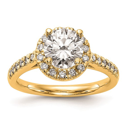 14K Round Diamond Semi-Mount Halo Engagement Ring