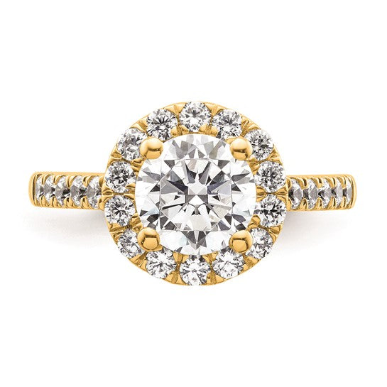 14K Round Diamond Semi-Mount Halo Engagement Ring