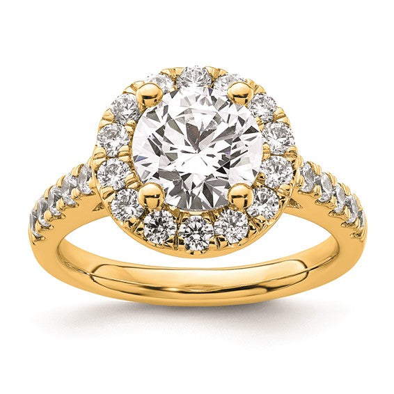 14K Round Diamond Semi-Mount Halo Engagement Ring