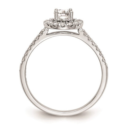 14K White Gold Halo (Holds 1/3 carat (4.5mm) Round Center) 1/3 carat Diamond Semi-Mount Engagement Ring