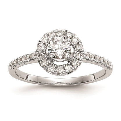 14K White Gold Halo (Holds 1/3 carat (4.5mm) Round Center) 1/3 carat Diamond Semi-Mount Engagement Ring