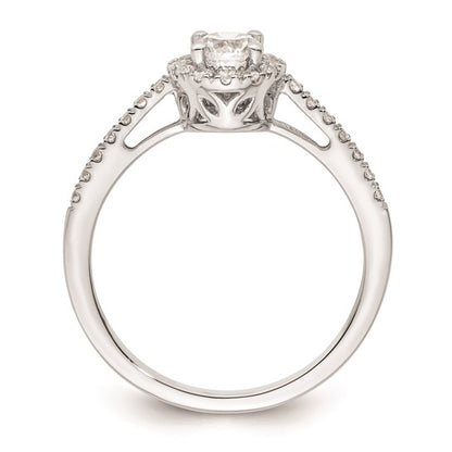 14K White Gold Halo Plus (Holds 1/4 carat (4.5mm) Round Center) 1/4 carat Diamond Semi-Mount Engagement Ring