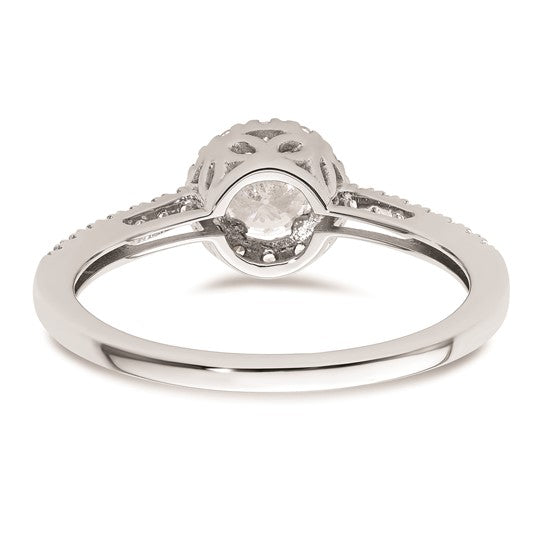 14K White Gold Halo Plus (Holds 1/4 carat (4.5mm) Round Center) 1/4 carat Diamond Semi-Mount Engagement Ring