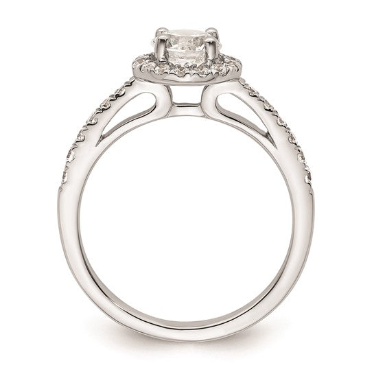 14K White Gold Halo Plus (Holds 1/2 carat (5.2mm) Round Center) 1/3 carat Diamond Semi-Mount Engagement Ring