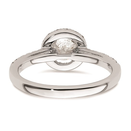 14K White Gold Halo Plus (Holds 1/2 carat (5.2mm) Round Center) 1/3 carat Diamond Semi-Mount Engagement Ring