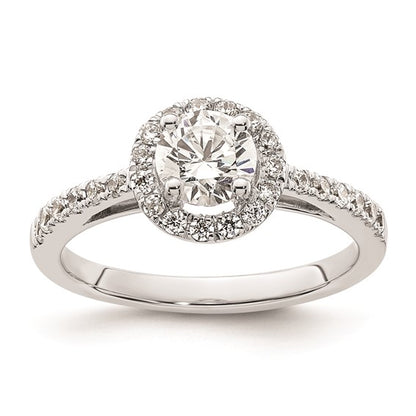 14K White Gold Halo Plus (Holds 1/2 carat (5.2mm) Round Center) 1/3 carat Diamond Semi-Mount Engagement Ring